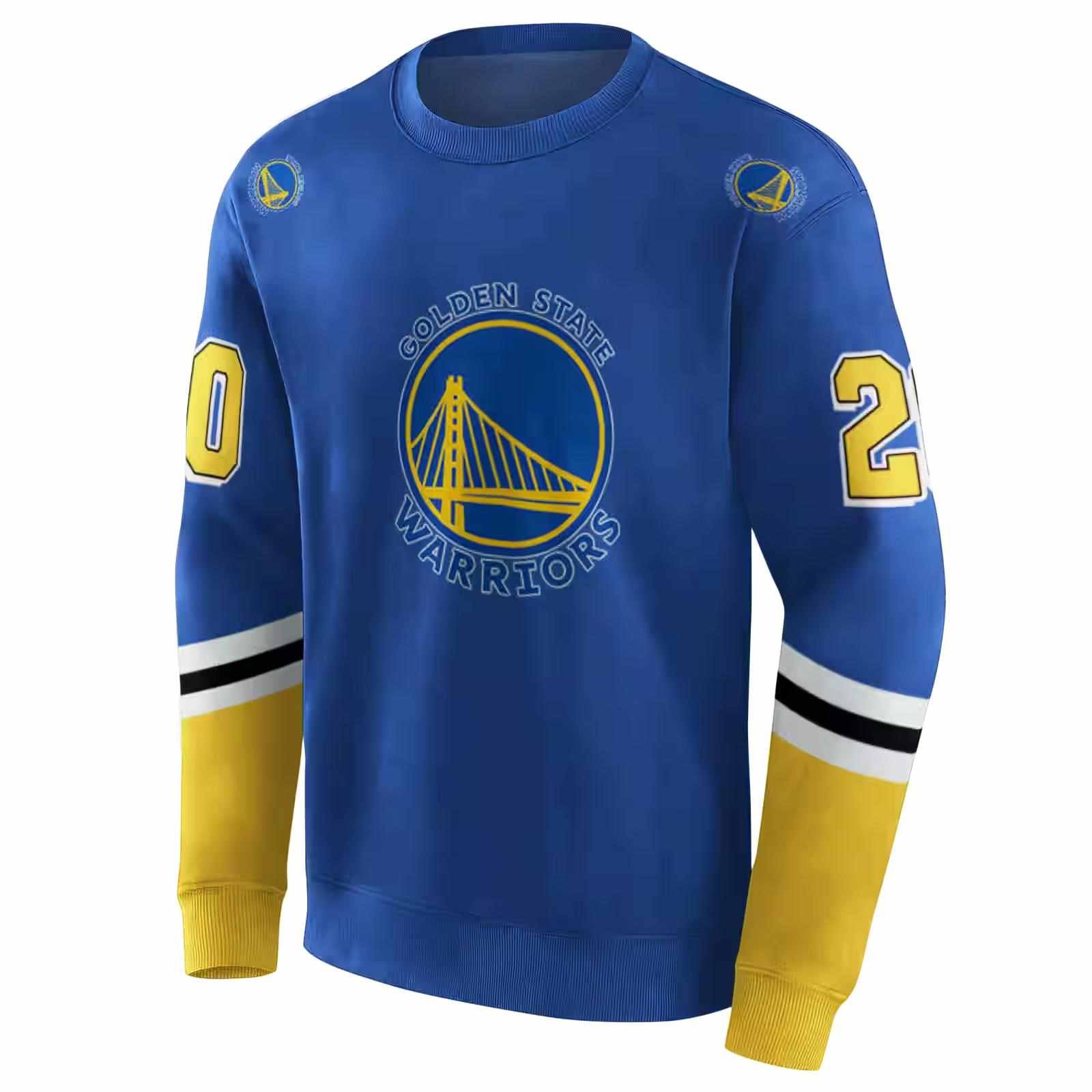 personalized golden state warriors striped sleeves blue hoodie new arrival