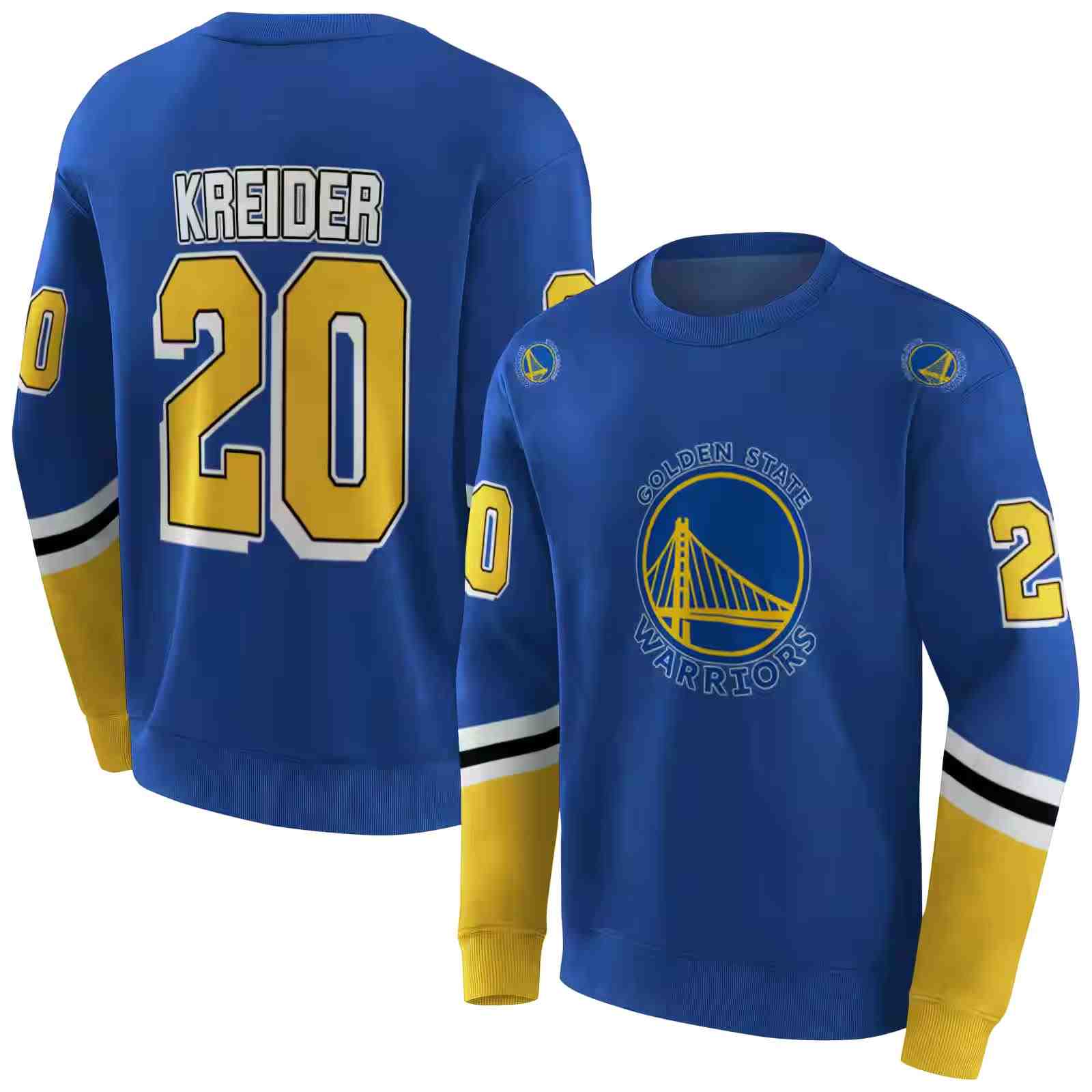 personalized golden state warriors striped sleeves blue hoodie premium grade