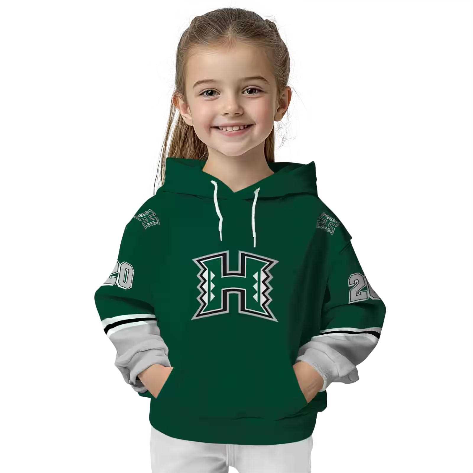 personalized hawaii rainbow warriors striped sleeves green hoodie top rated