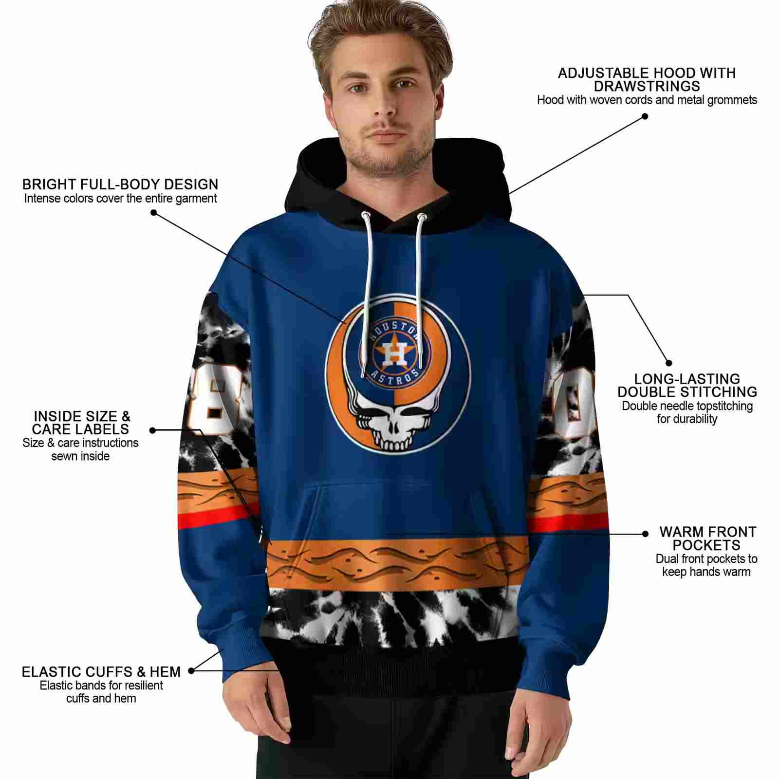 personalized houston astros grateful vibes blue hoodie latest model