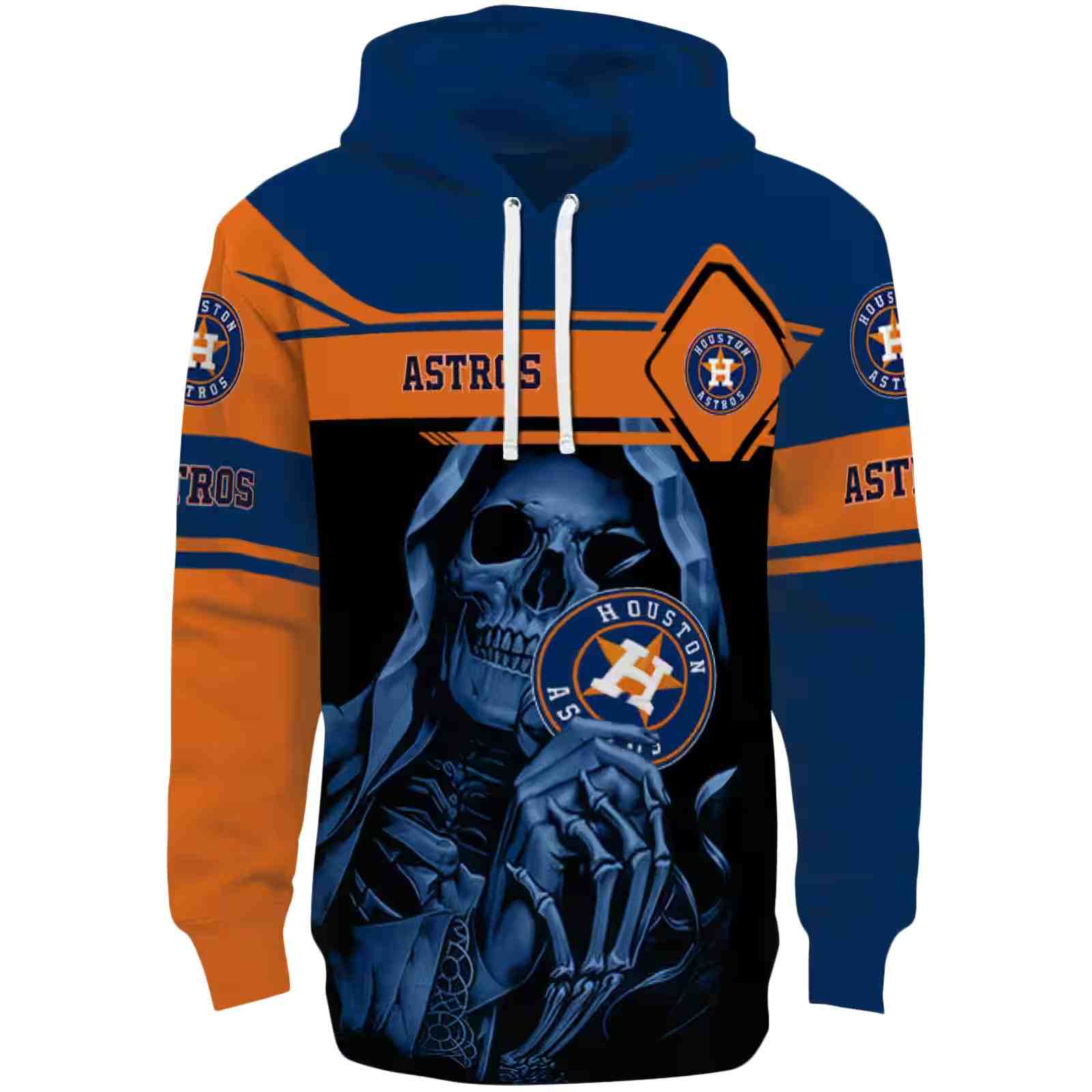 Personalized Houston Astros Grim Reaper Blue Black Hoodie