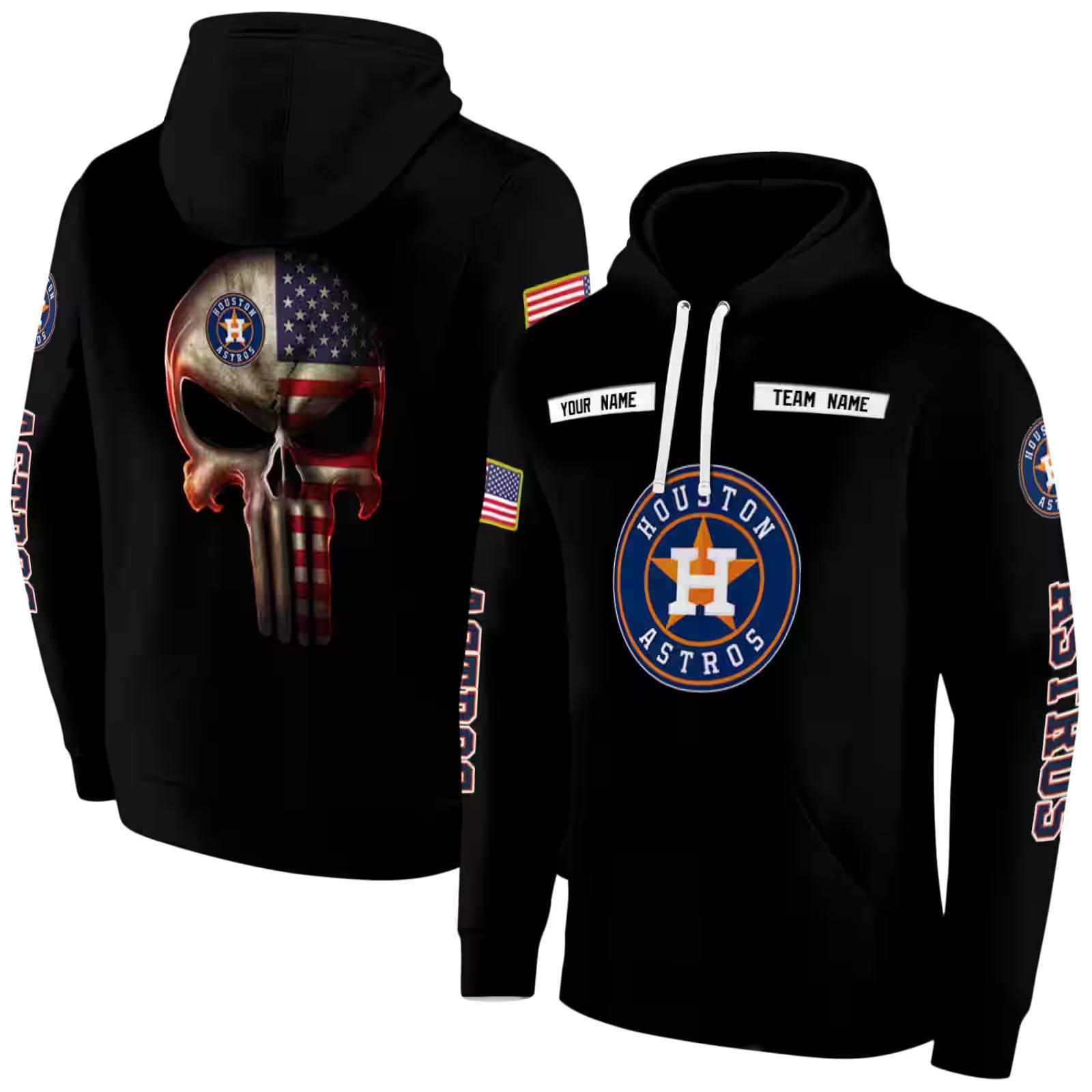 personalized houston astros punisher skull black hoodie fashion forward