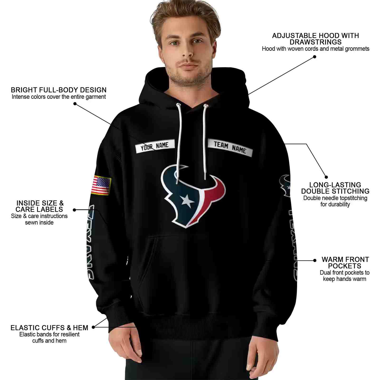 personalized houston texans punisher skull black hoodie latest model