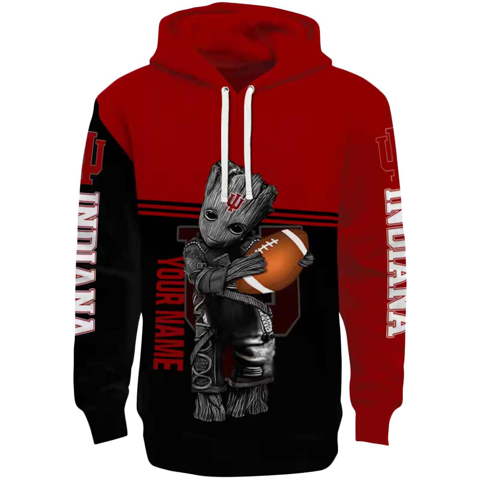Personalized Indiana Hoosiers Baby Groot Red Black Hoodie