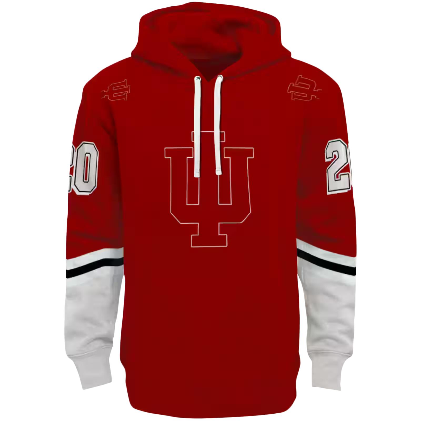 Personalized Indiana Hoosiers Striped Sleeves Red Hoodie
