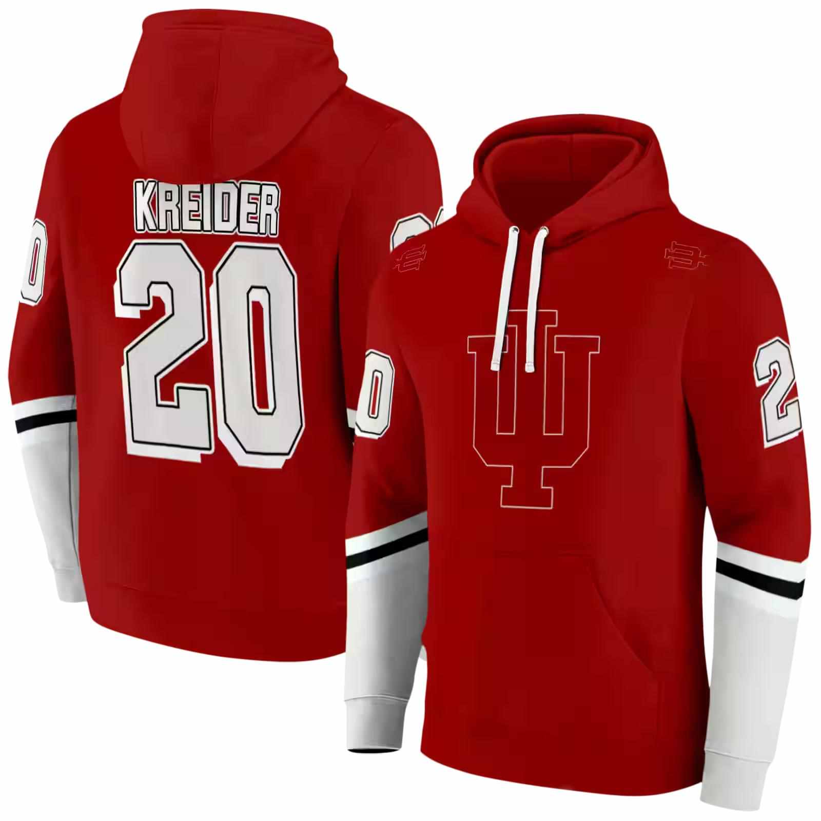 personalized indiana hoosiers striped sleeves red hoodie fashion forward