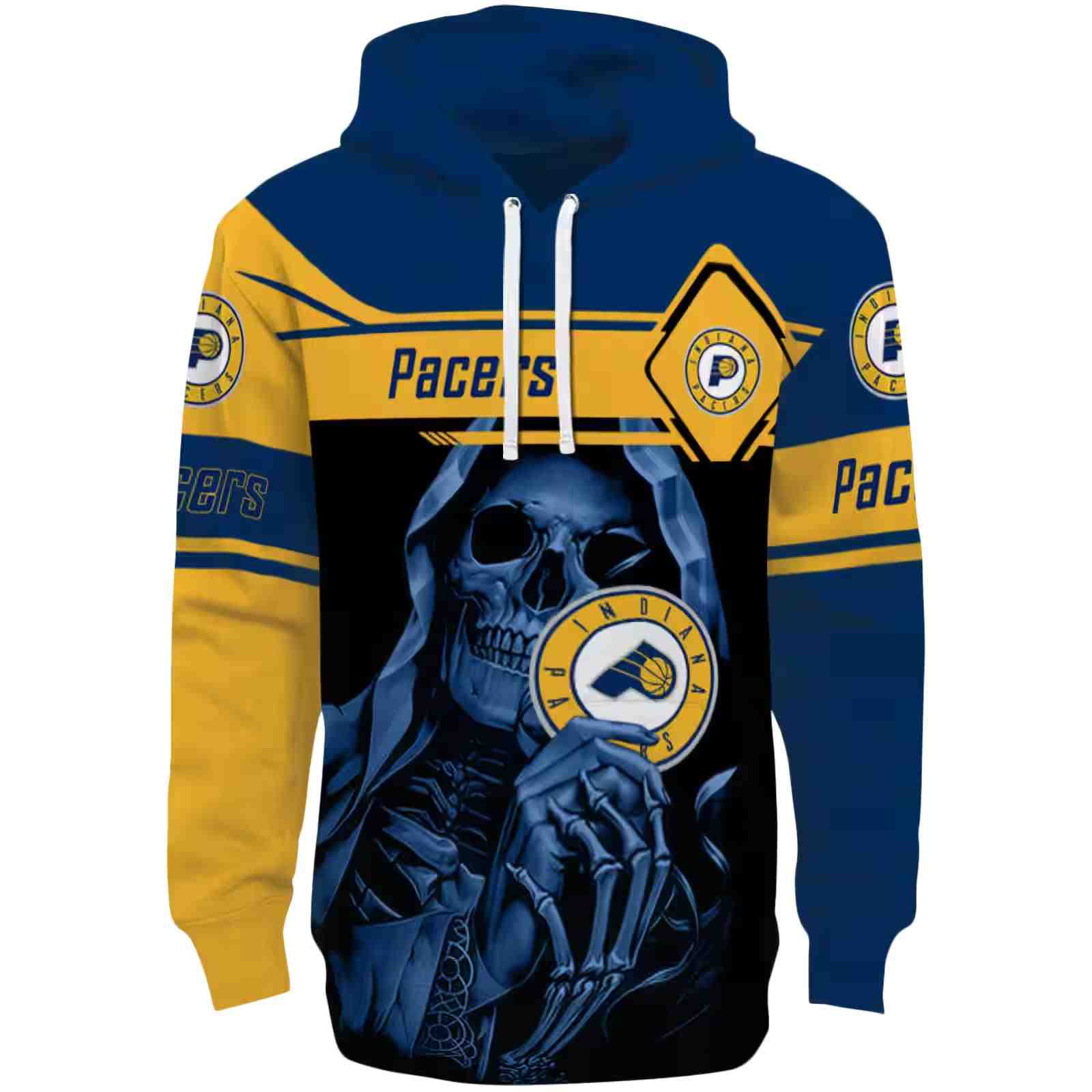 Personalized Indiana Pacers Grim Reaper Blue Black Hoodie