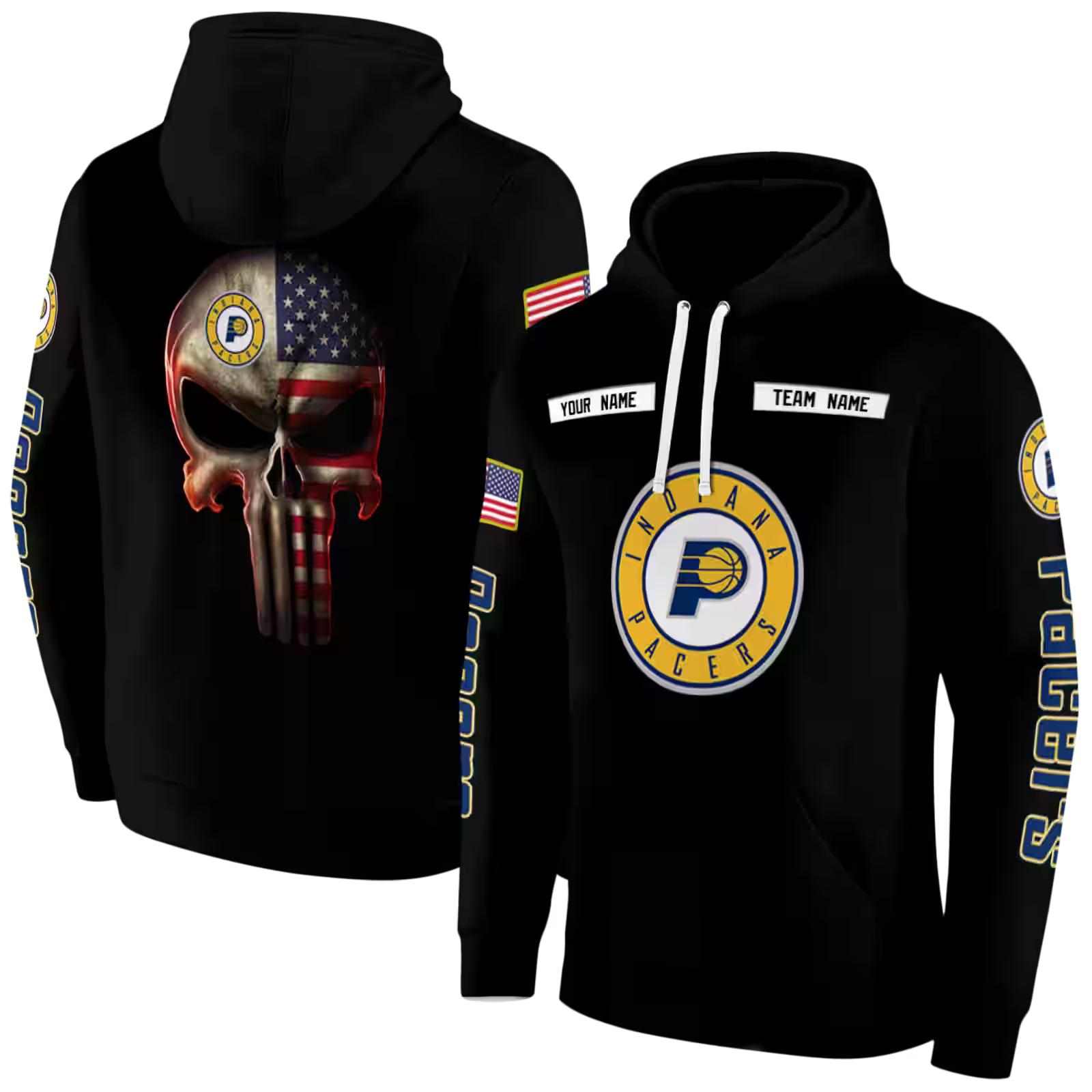 personalized indiana pacers punisher skull black hoodie fashion forward