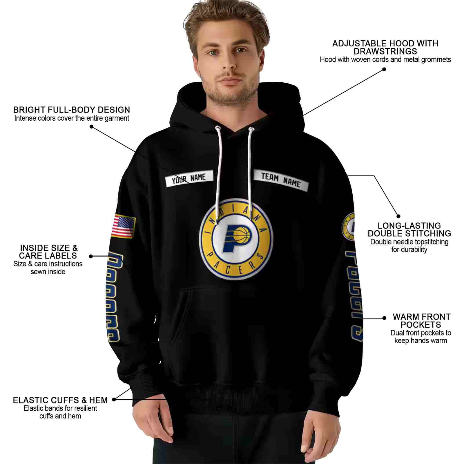 personalized indiana pacers punisher skull black hoodie latest model