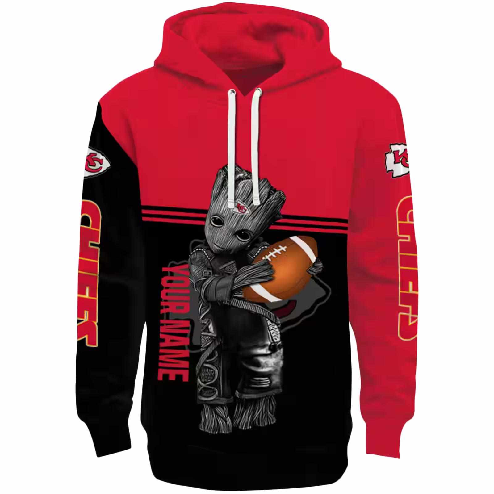 Personalized Kansas City Chiefs Baby Groot Red Black Hoodie