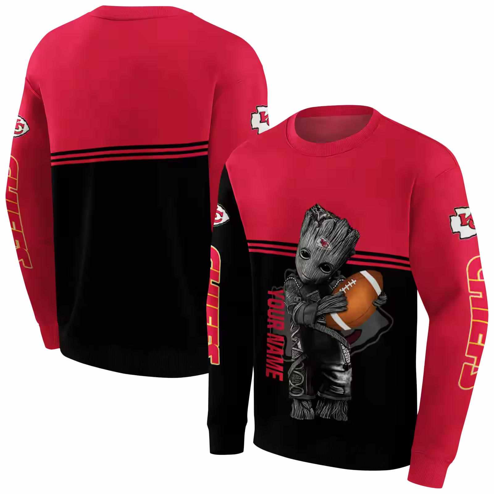 personalized kansas city chiefs baby groot red black hoodie premium grade