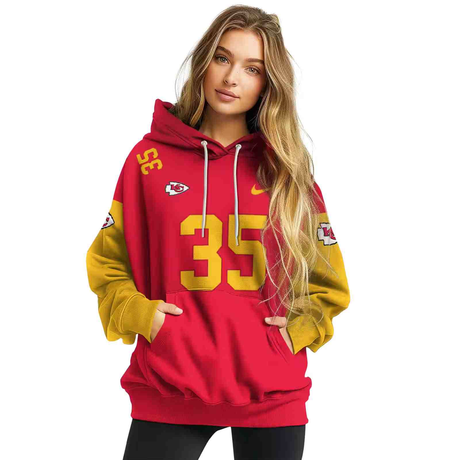 personalized kansas city chiefs minimal design red hoodie high quality