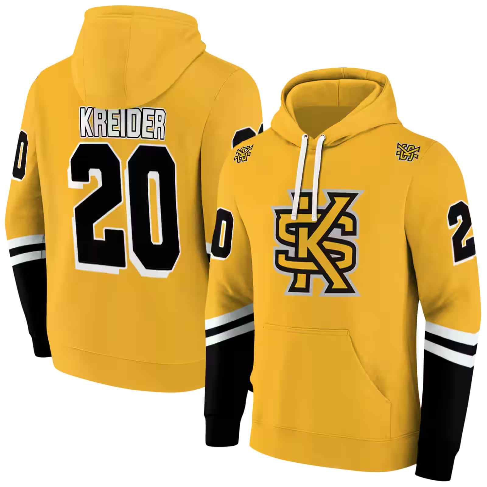 personalized kennesaw state owls striped sleeves gold hoodie fashion forward