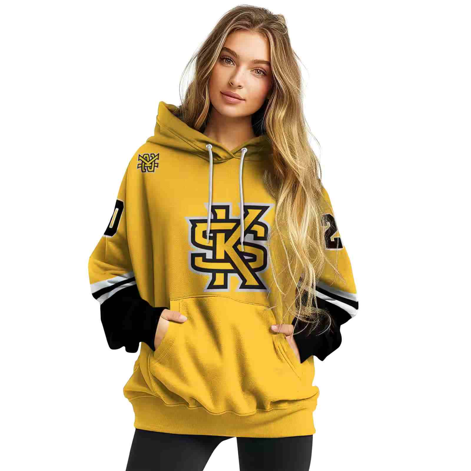 personalized kennesaw state owls striped sleeves gold hoodie high quality