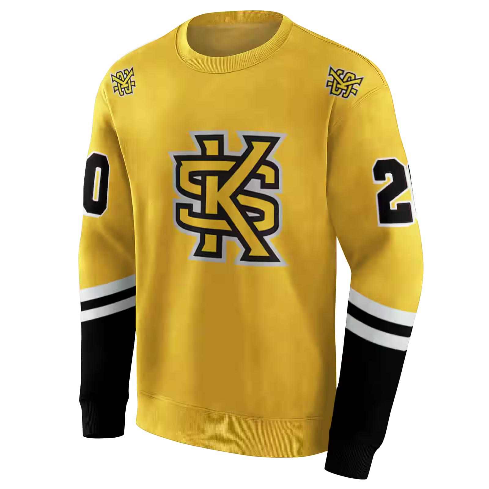 personalized kennesaw state owls striped sleeves gold hoodie new arrival