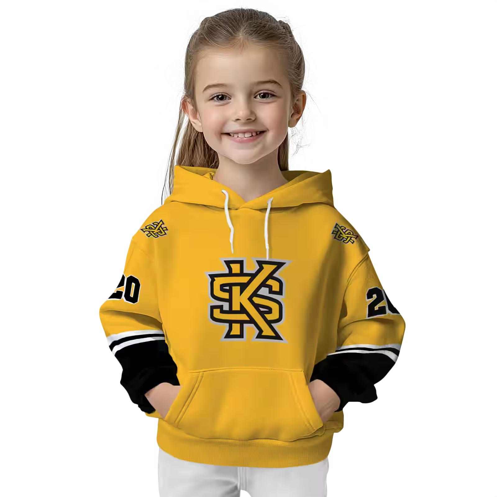 personalized kennesaw state owls striped sleeves gold hoodie top rated