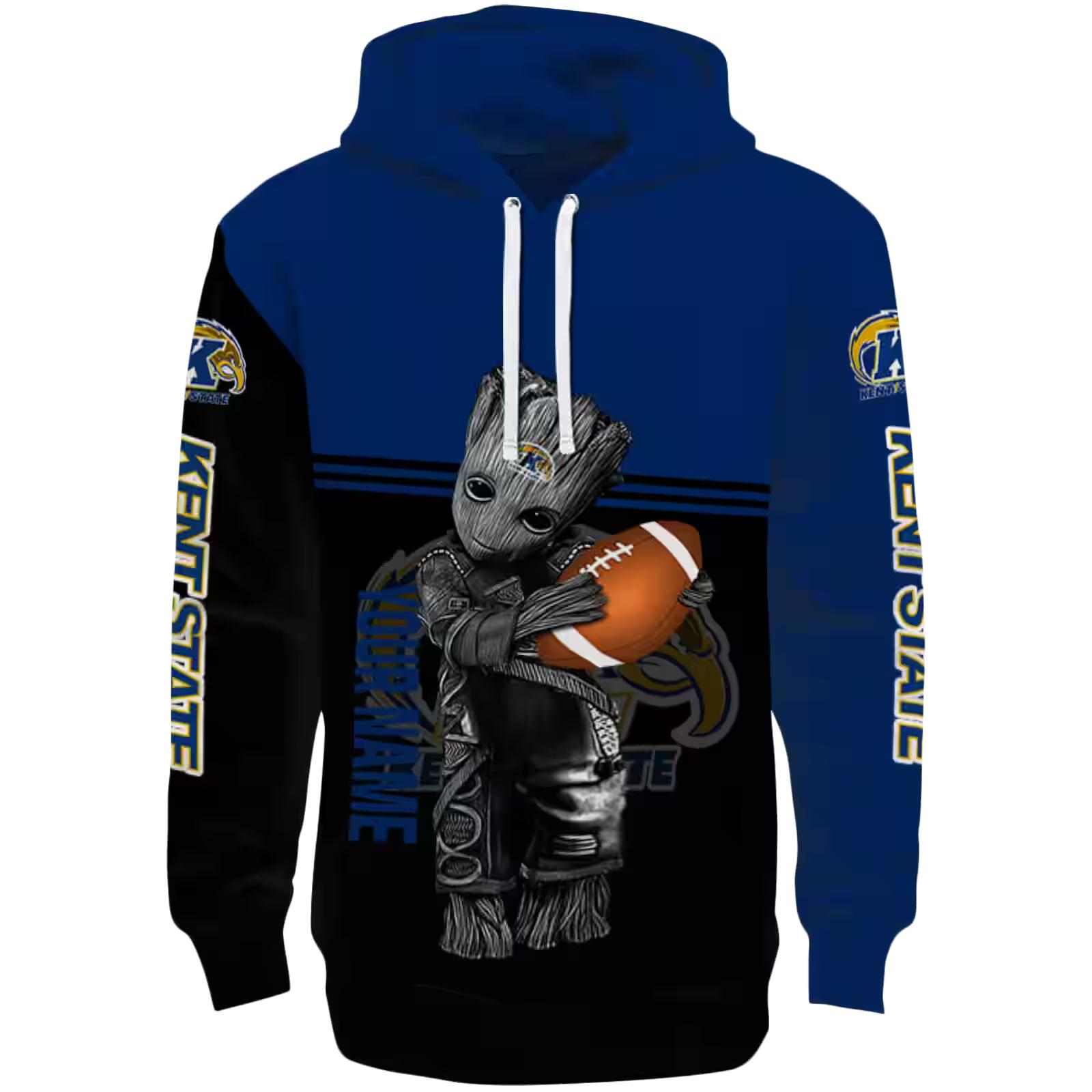 Personalized Kent State Golden Flashes Baby Groot Navy Blue Black Hoodie