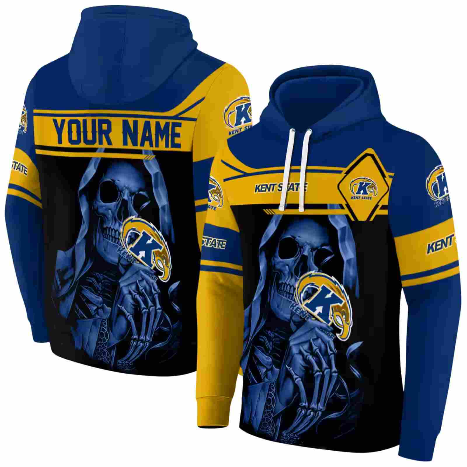 personalized kent state golden flashes grim reaper navy blue black hoodie fashion forward