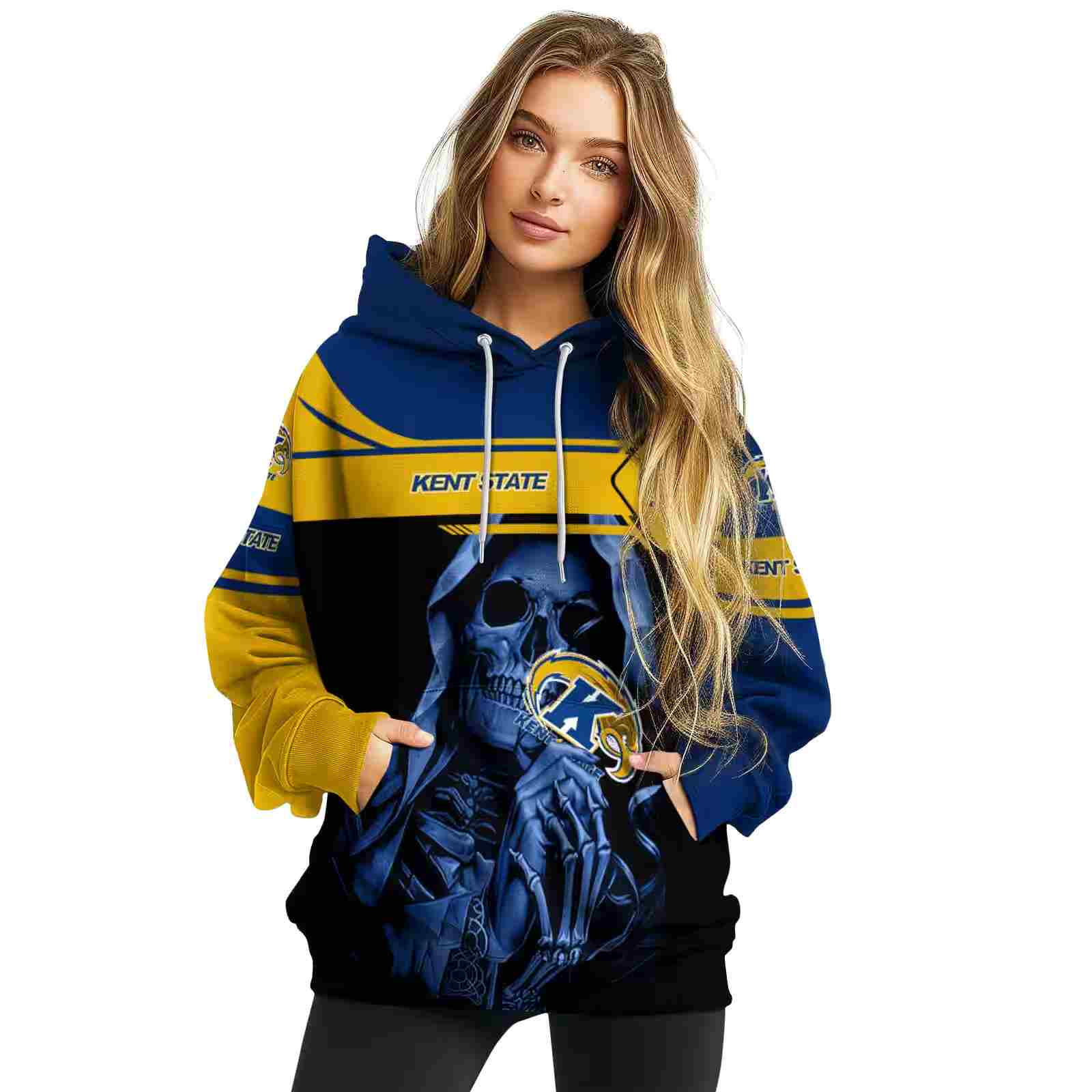 personalized kent state golden flashes grim reaper navy blue black hoodie high quality