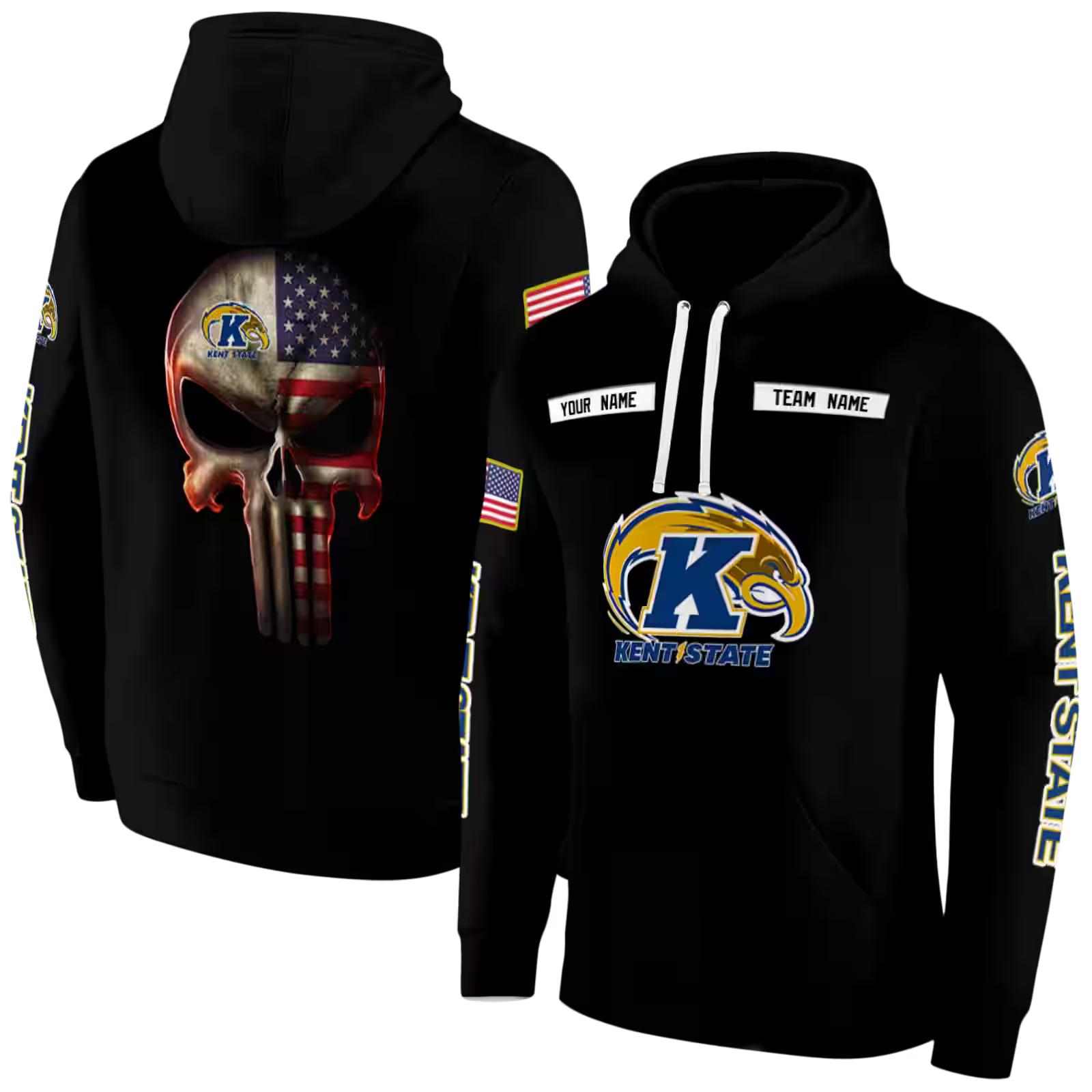 personalized kent state golden flashes punisher skull black hoodie fashion forward