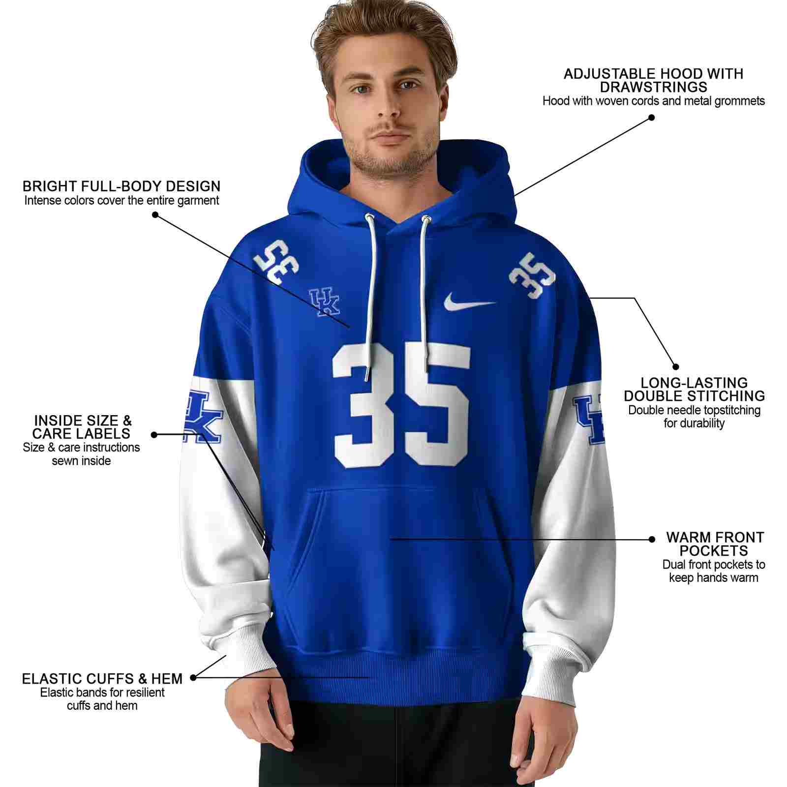 personalized kentucky wildcats minimal design blue hoodie latest model