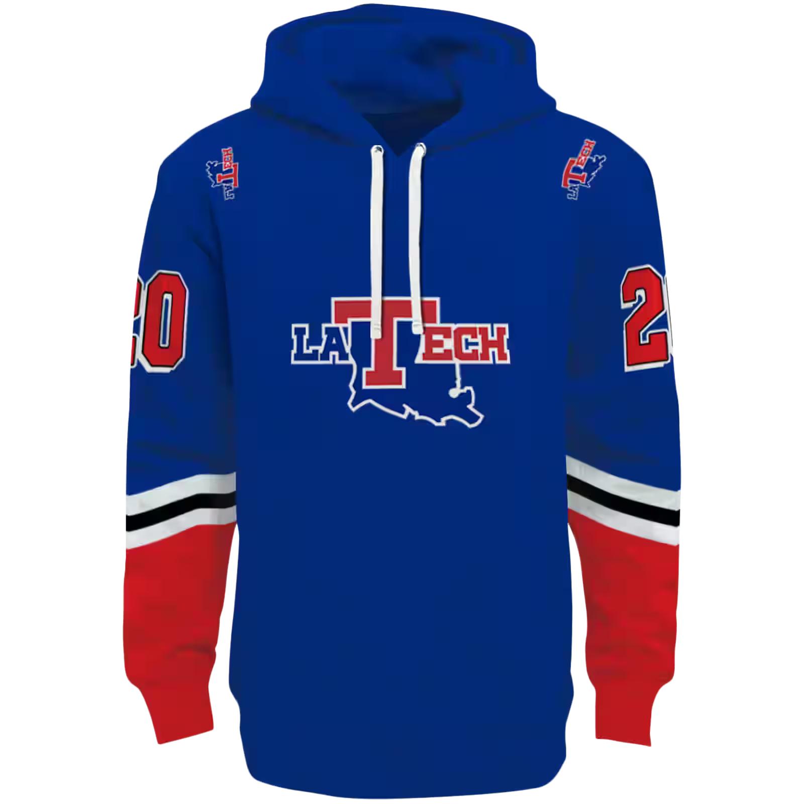 Personalized LA Tech Striped Sleeves Blue Hoodie