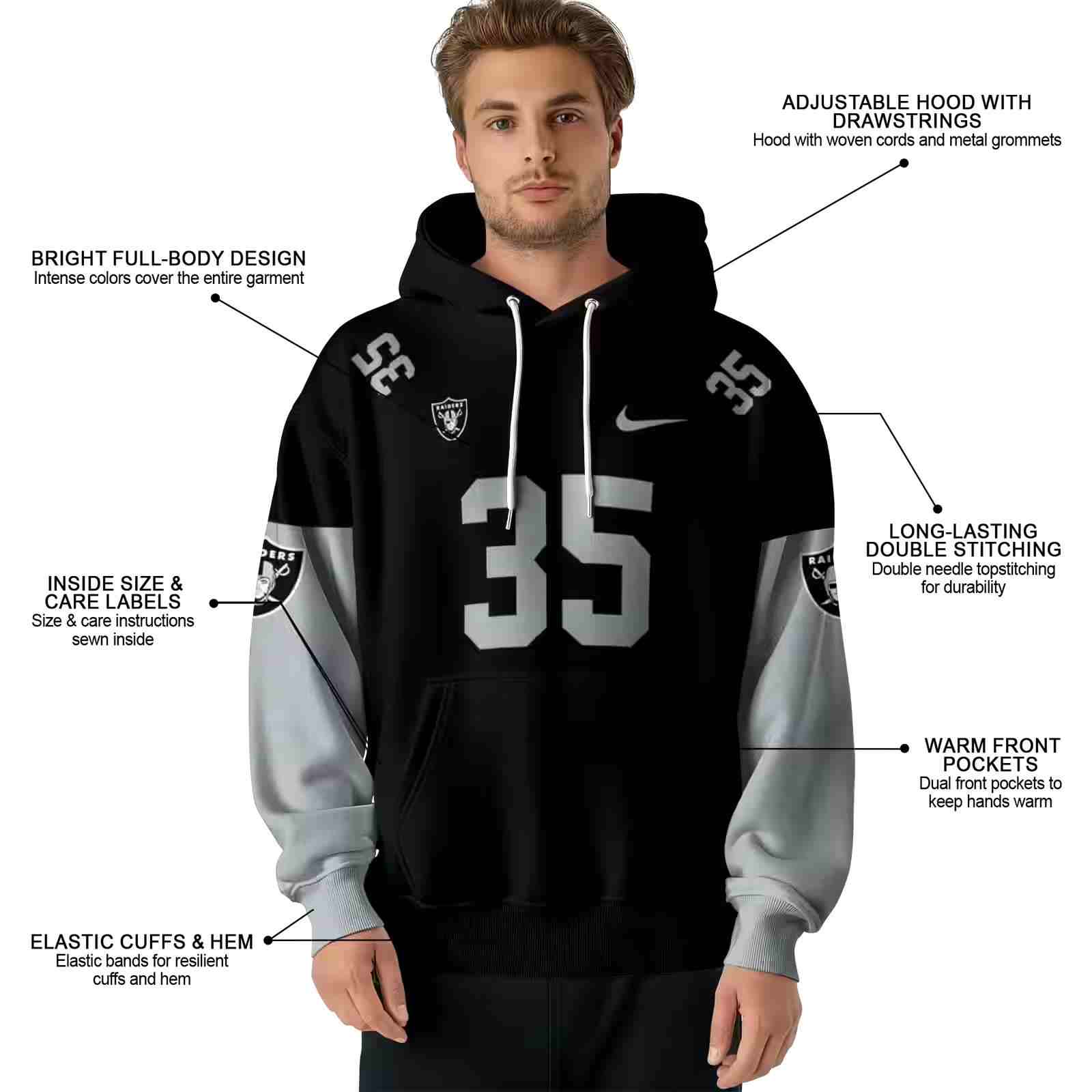 personalized las vegas raiders minimal design black hoodie latest model