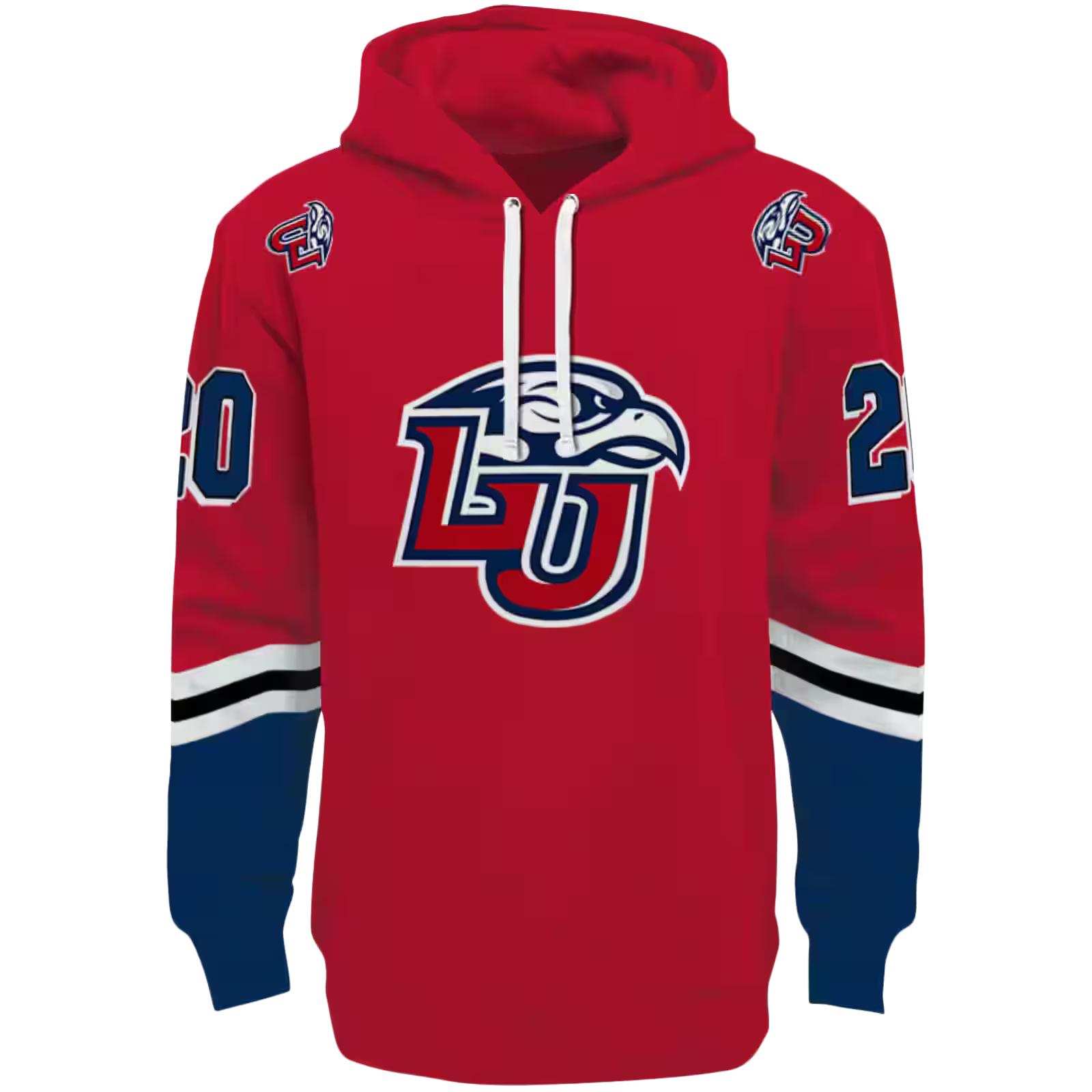 Personalized Liberty Flames Striped Sleeves Red Hoodie