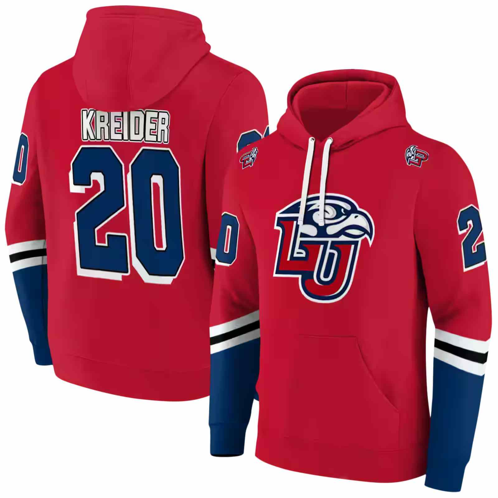 personalized liberty flames striped sleeves red hoodie fashion forward