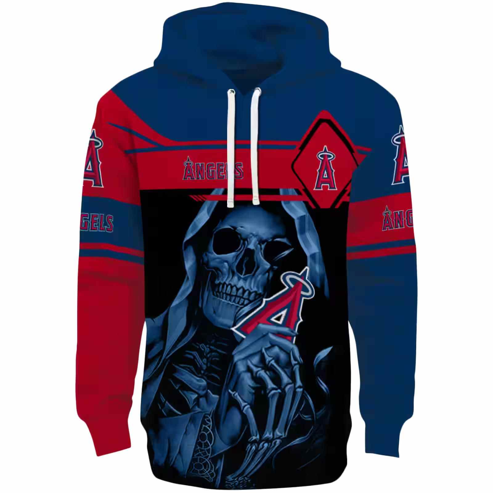 Personalized Los Angeles Angels Grim Reaper Blue Black Hoodie