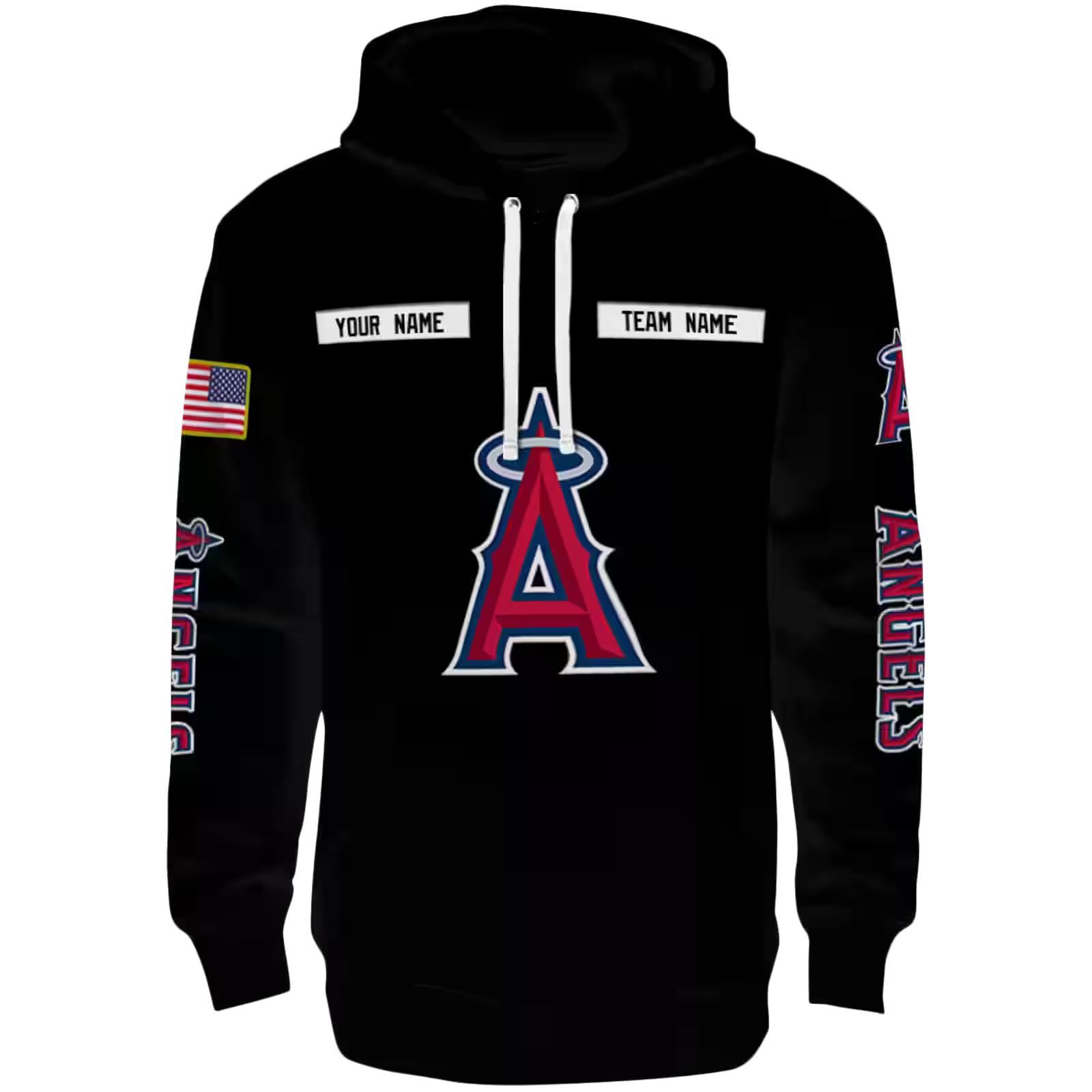 Personalized Los Angeles Angels Punisher Skull Black Hoodie