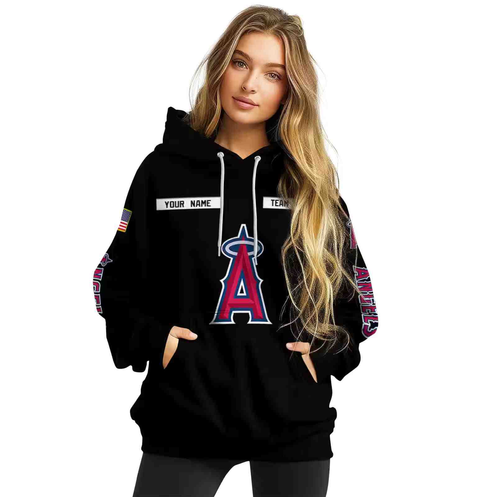 personalized los angeles angels punisher skull black hoodie high quality