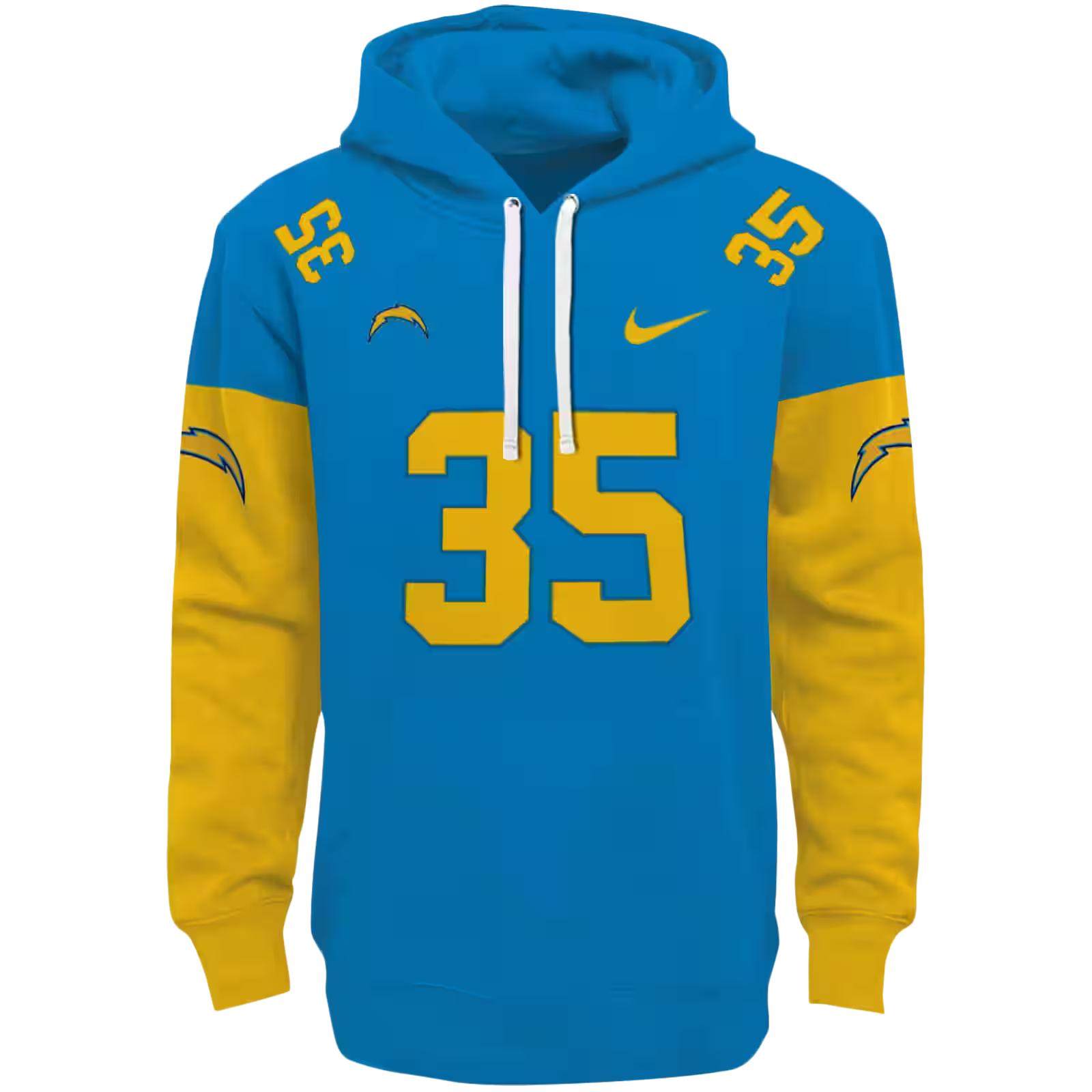 Personalized Los Angeles Chargers Minimal Design Blue Hoodie