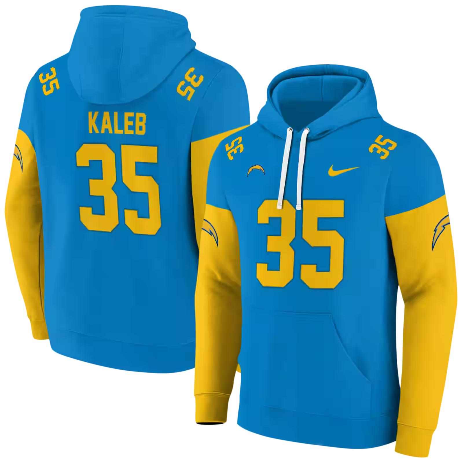 personalized los angeles chargers minimal design blue hoodie fashion forward