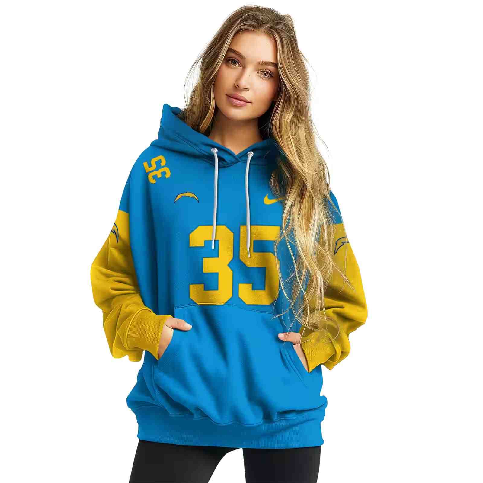 personalized los angeles chargers minimal design blue hoodie high quality