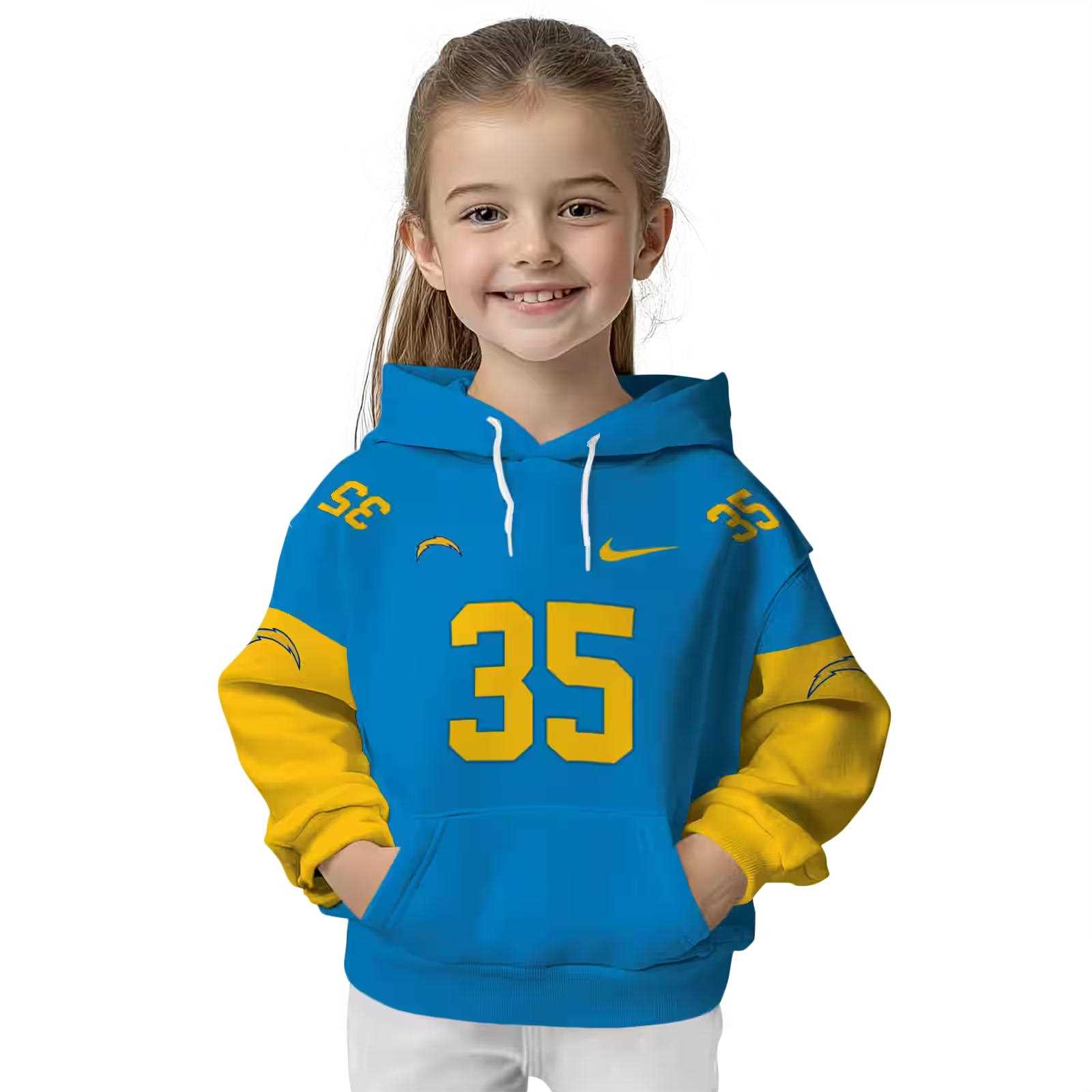 personalized los angeles chargers minimal design blue hoodie top rated