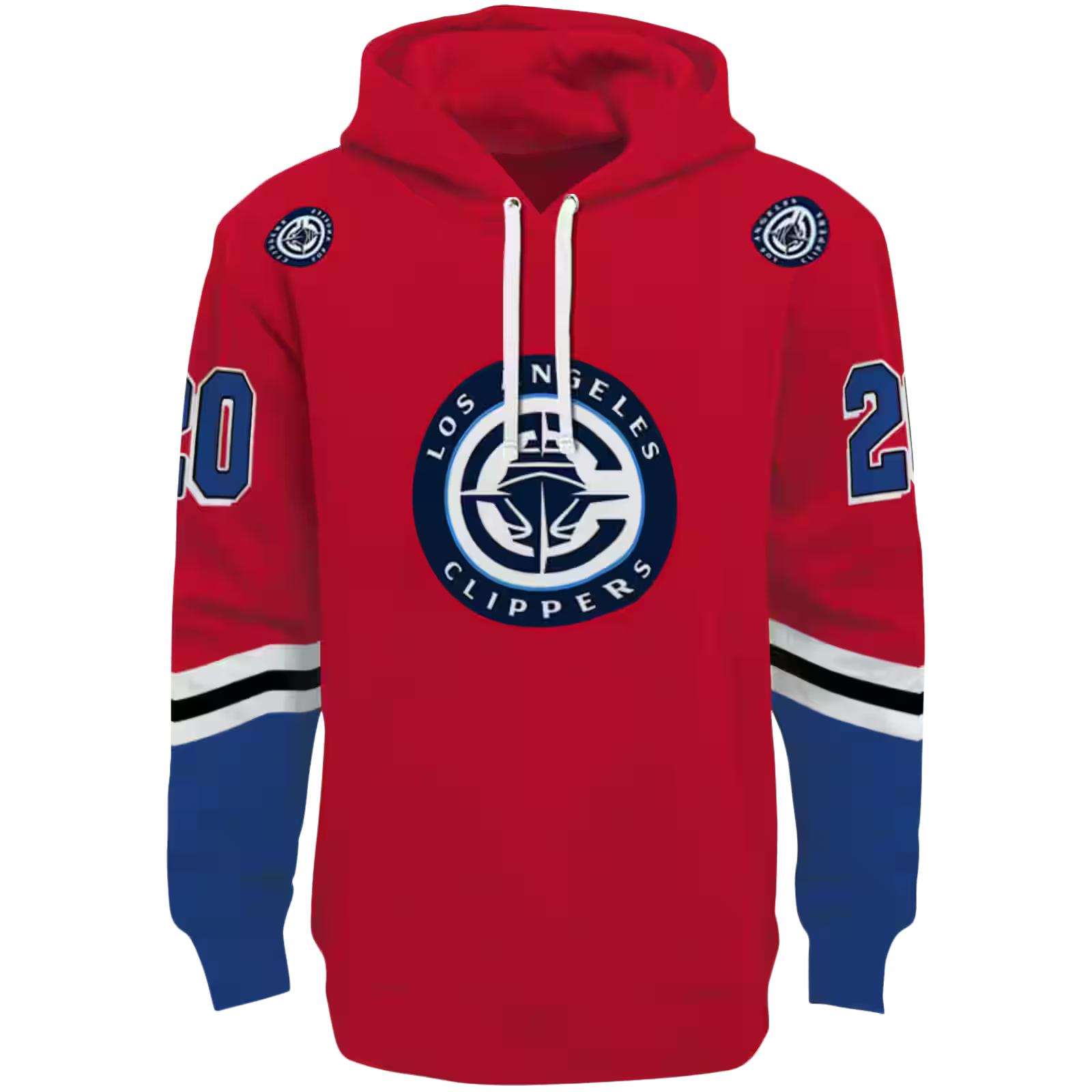 Personalized Los Angeles Clippers Striped Sleeves Red Hoodie