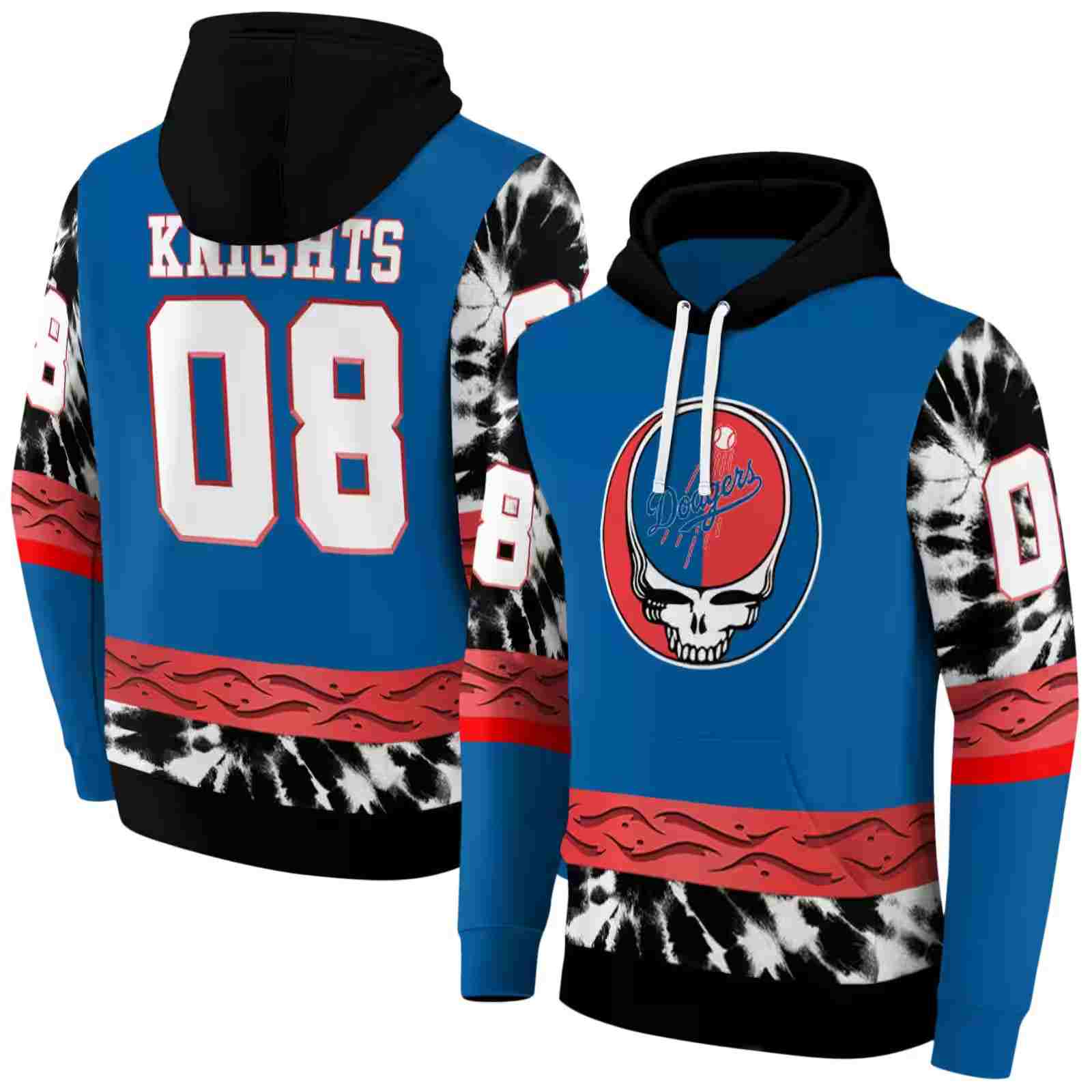 personalized los angeles dodgers grateful vibes blue hoodie fashion forward