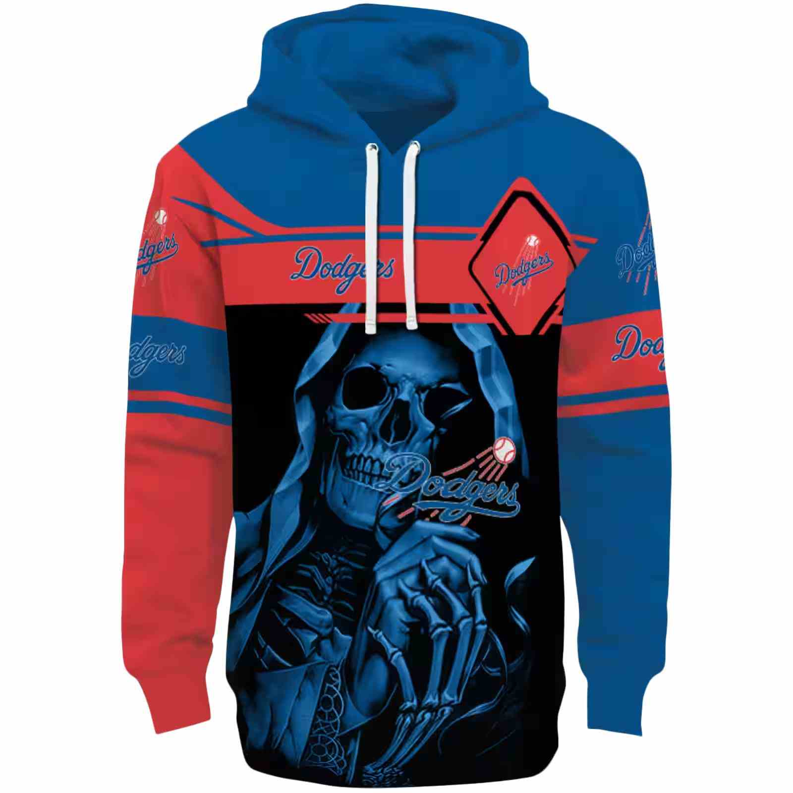 Personalized Los Angeles Dodgers Grim Reaper Blue Black Hoodie