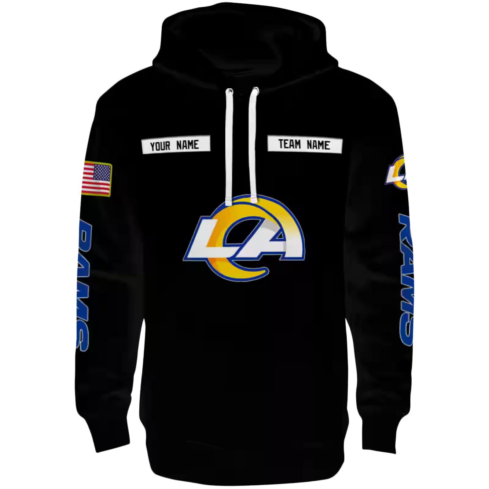 Personalized Los Angeles Rams Punisher Skull Black Hoodie