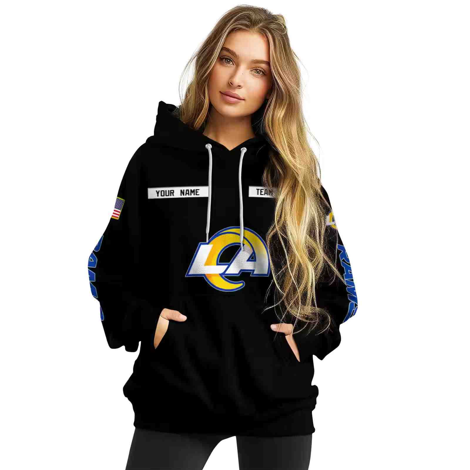 personalized los angeles rams punisher skull black hoodie high quality