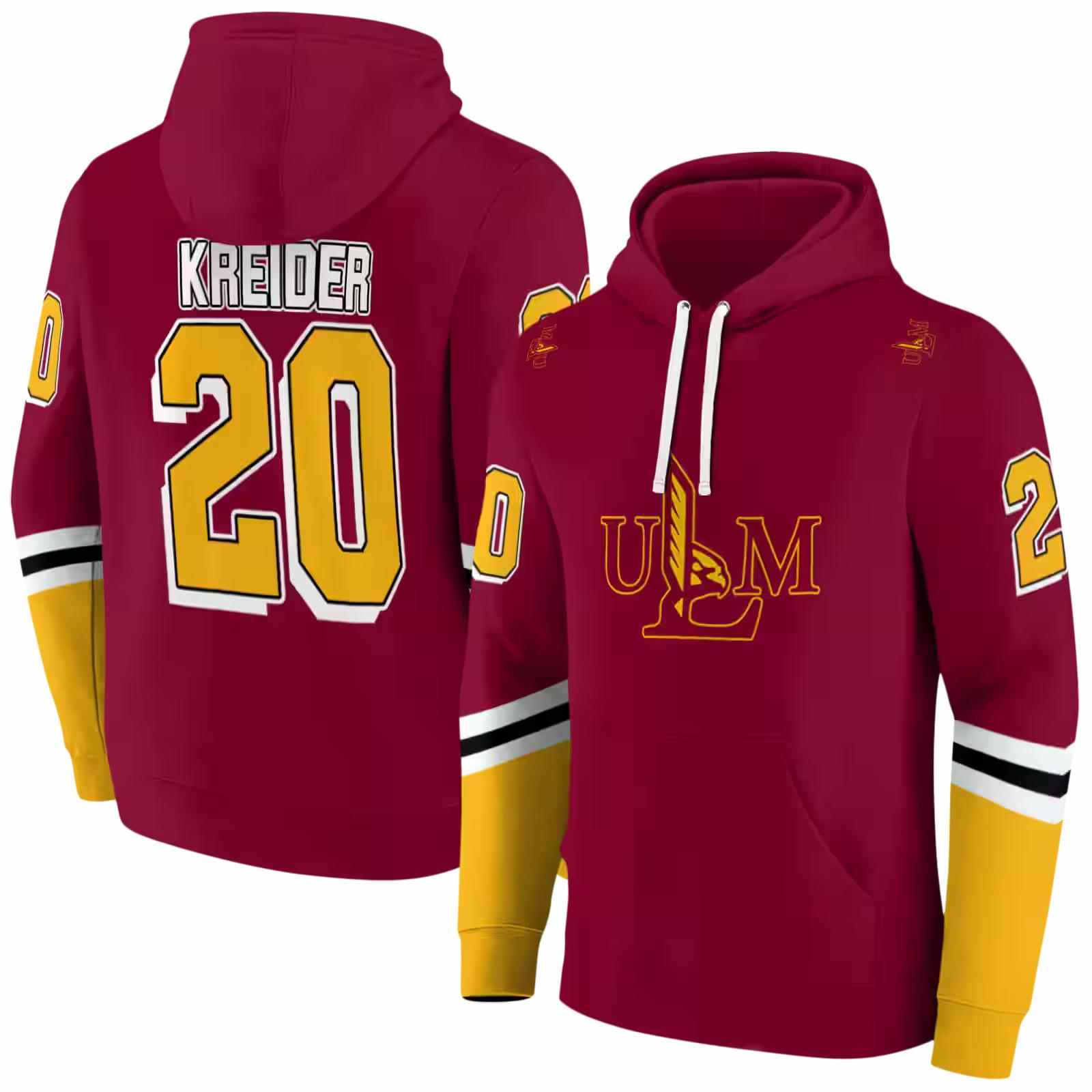 personalized louisiana monroe warhawks striped sleeves red hoodie fashion forward