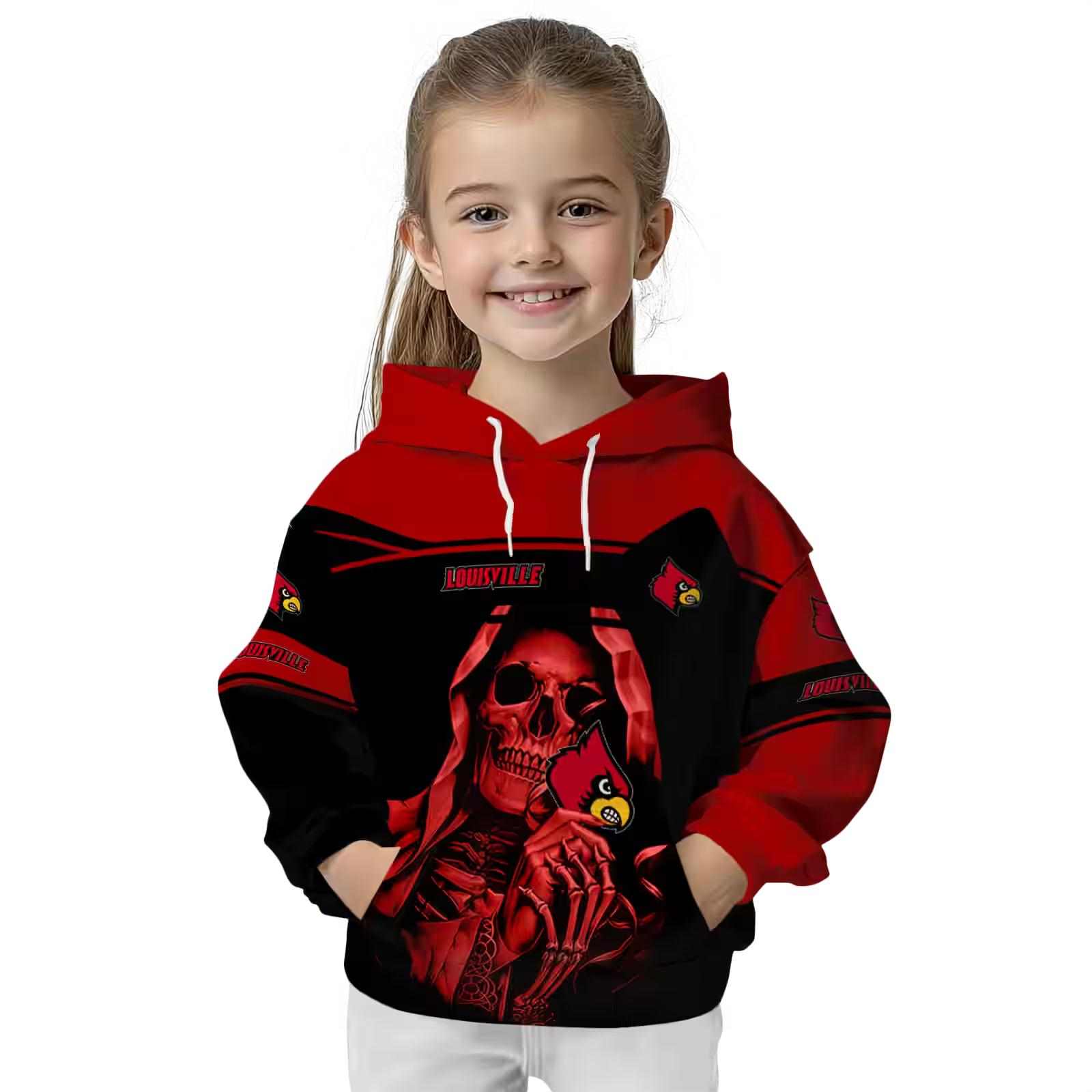 personalized louisville cardinals grim reaper red black hoodie top rated