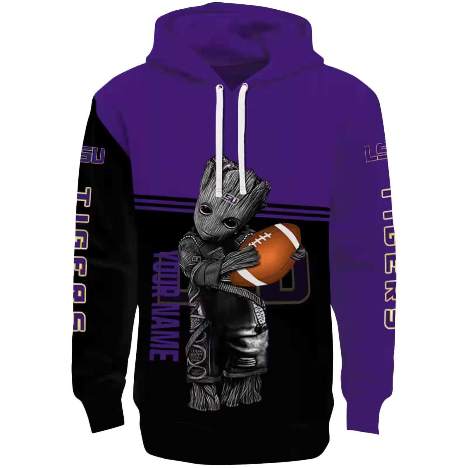 Personalized LSU Tigers Baby Groot Purple Black Hoodie