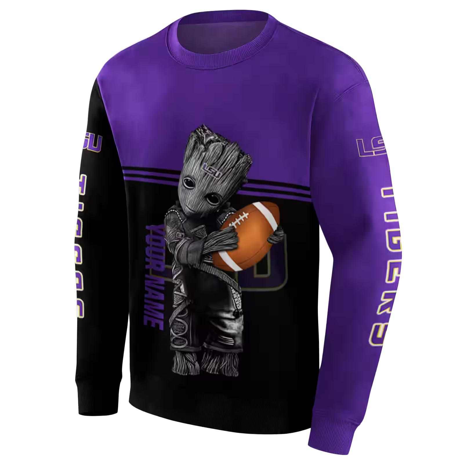 personalized lsu tigers baby groot purple black hoodie new arrival