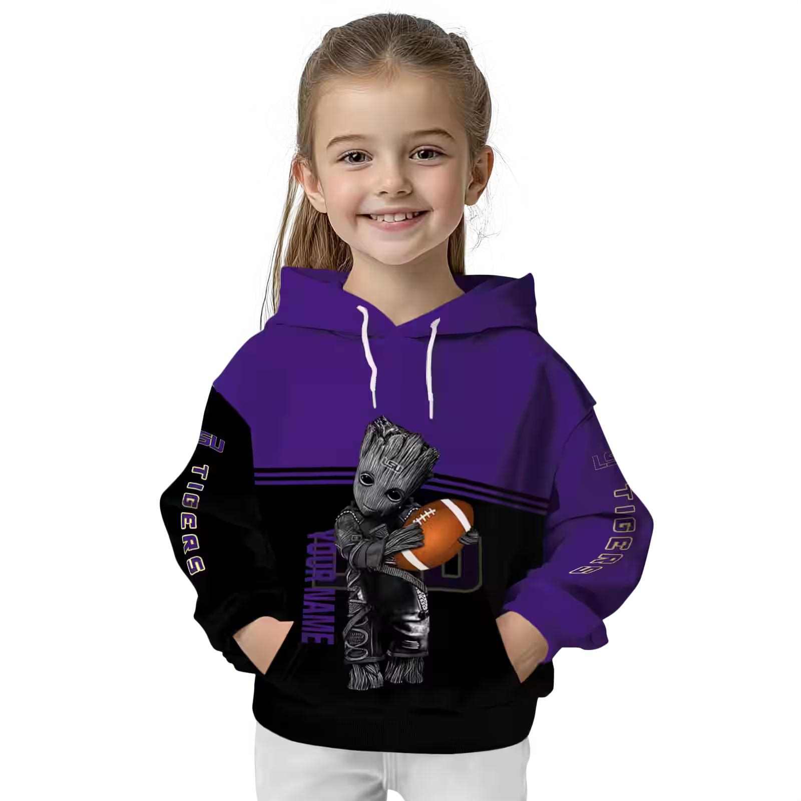 personalized lsu tigers baby groot purple black hoodie top rated