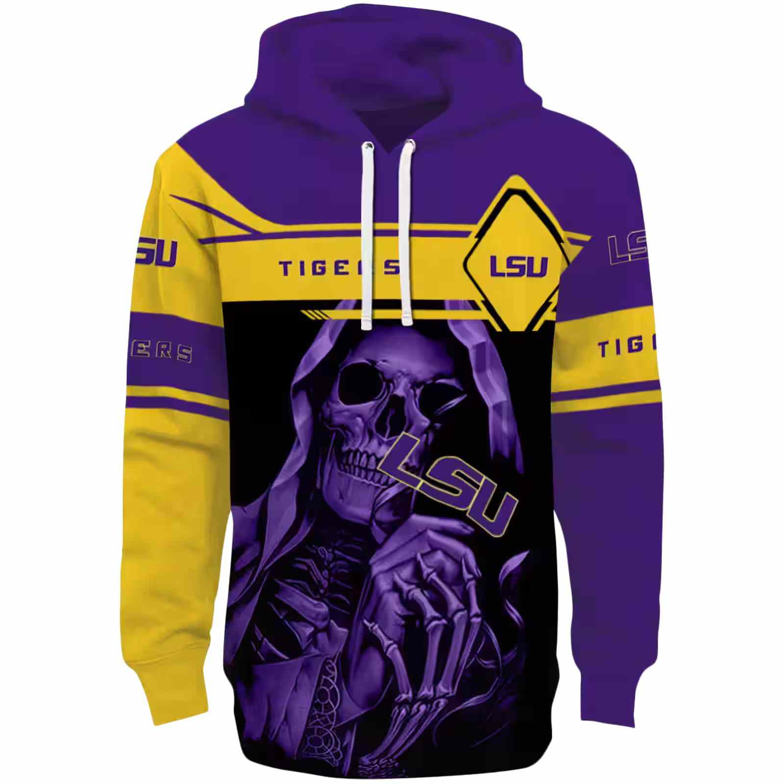 Personalized LSU Tigers Grim Reaper Purple Black Hoodie