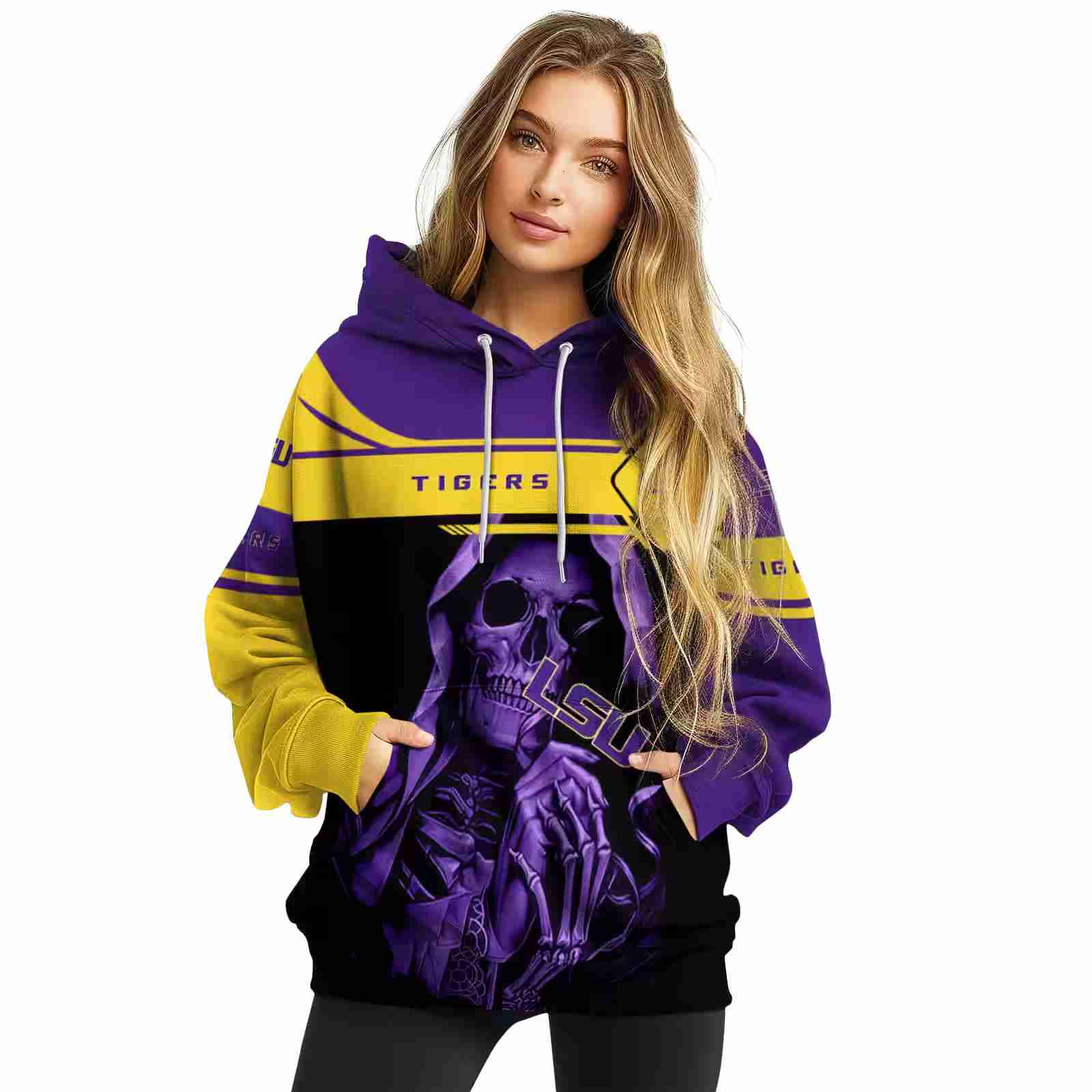 personalized lsu tigers grim reaper purple black hoodie high quality