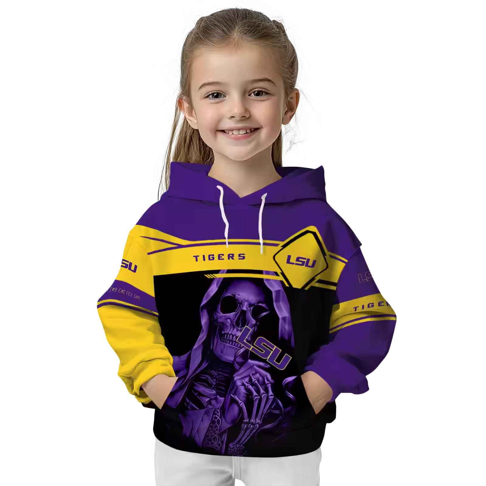 personalized lsu tigers grim reaper purple black hoodie top rated