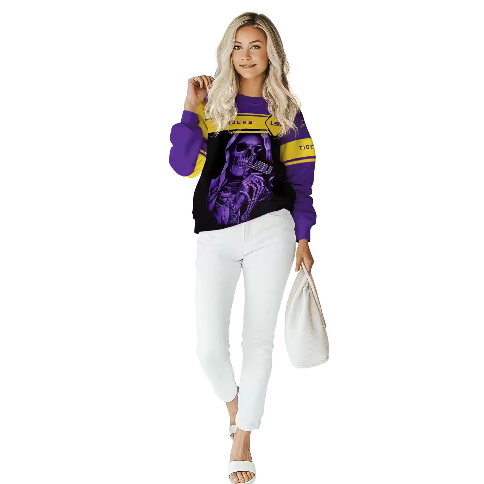 personalized lsu tigers grim reaper purple black hoodie trendy